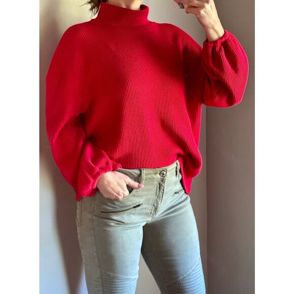 Womens AVA & VIV Red Turtleneck Thermal Henley Style Long Sleeve -Not For Sale - Picture 3 of 12